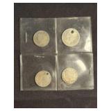 1907 Silver Barber Dime With 1903-1912 V Nickels (