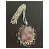 Moss Agate Pendant Chain 14"