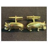14KT Solid Gold Hippo Cufflinks (22g) (App. 1")