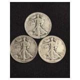 (3) 1944 Walking Liberty Half Dollars (90% Silver)