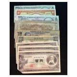 Collection of Foreign Bank Notes - Mexico, Korea,