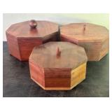 Trio Of Octagonal Wooden Dresser - Keepsake Boxes