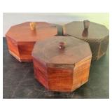Trio Of Octagonal Wooden Dresser - Keepsake Boxes