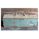 Vintage Metal Tool Box with Socket Set and Wrenche