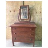 Vintage Oak Dresser With Mirror 18"X36"X63"