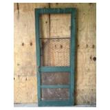 Vintage Screen Door w/ Metal Grating - 32"x82"
