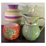 Lot Of Decorative Vases And Painted Pitcher 7"X10"