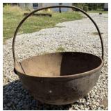 Antique 3 Legged Cast Iron Cauldron Kettle 21"