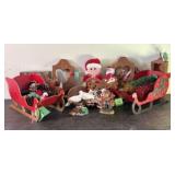 Large Christmas Lot With Hummel Style Figures, Sle