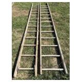 Pair Of Early Wooden Ladders - Extension Ladder (1