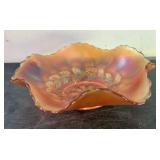 Vintage Carnival Glass Bowl - Marigold Ruffled Edg