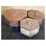 Set Of 3 Handcrafted Trinket Boxes 9"