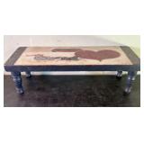 Hand Painted Primitve Style Welcome Bench 10"X25"X