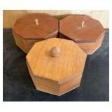 Set Of 3 Handcrafted Trinket Boxes 6"