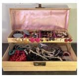 Jewelry Box With Collection Of Costume Jewelry 12"