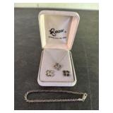 Beau Sterling Silver Necklace - Earrings With Ster