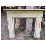 Antique Wooden Fireplace Mantle In Early Green Pai