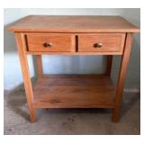 Oak Two Drawer Work Table With Storage 21"X32"X33"