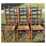 Set Of 7 Ladderback Woven Rush Chairs 13"X16"X43"