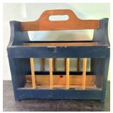 Vintage Blue - Natural Wood Magazine Rack 10"X17"X