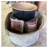 Galvanized Bucket, Brake Lights, Trashcan - 18"x19