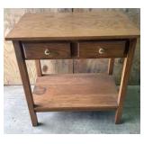 Oak Two Drawer Hall - Entryway Table 20"X32"X33"