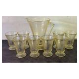 Vintage Yellow Depression Glass Pitcher - Tumbler