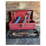 Vintage Red Metal Tool Box with Misc. Tools - 20"x