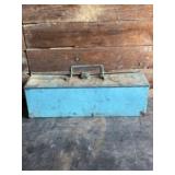 Vintage Blue Metal Tool Box - 21"