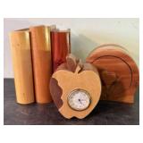 Handmade Wooden Books, Trinket Boxes, Apple Clock