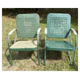 Pair Of Vintage Mid Century Basket Weave Patio Cha