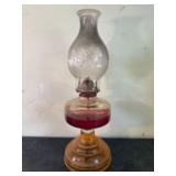 Vintage Eagle Ruby Red Hurricane Style Oil Lamp 6"