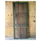 Vintage Screen Door w/ Mail Slot and Metal Grating