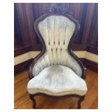 Victorian Style Parlor Chair Featuring a Floral Ca