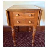 Antique Cherry Drop-Leaf Work Table with Two Drawe