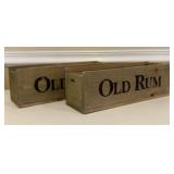 Two Decorative Wooden "Old Rum" Boxes - 14"x5"