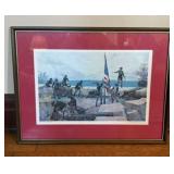 Vintage Framed "Flag Raising at New Providence, 28
