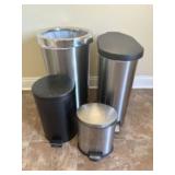 Lot Of 4 Stainless - Metal Trash Bins 15"X25"