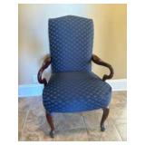 Upholstered Queen Anne-Style Armchair w/ Cabriole