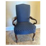 Upholstered Queen Anne-Style Armchair w/ Cabriole