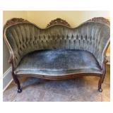 Antique Victorian Style Camel Back Settee with tuf