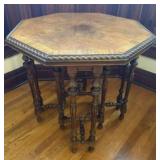 Antique 1920ï¿½s Jacobean Style Octagon Walnut Bande