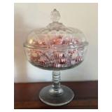 Footed Glass Candy Dish with Lid - 7.5"x11.5"