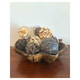 Decorative Wooden Bowl Filled with Natural Materia