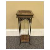 Wooden and Wicker Plant Stand - 8"x22"