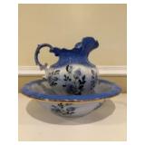 Stunning Antique Victorian Blue and Gold Floral Pa