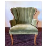 Vintage Channel Back Armchair with Green Velvet Up