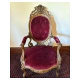 Antique Victorian Parlor Chair With Carved Rosewoo
