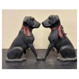 Pair of Vintage Cast Iron Labrador Dog Andirons by