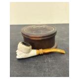 Carved Meerschaum Style Tobacco Pipe featuring a F